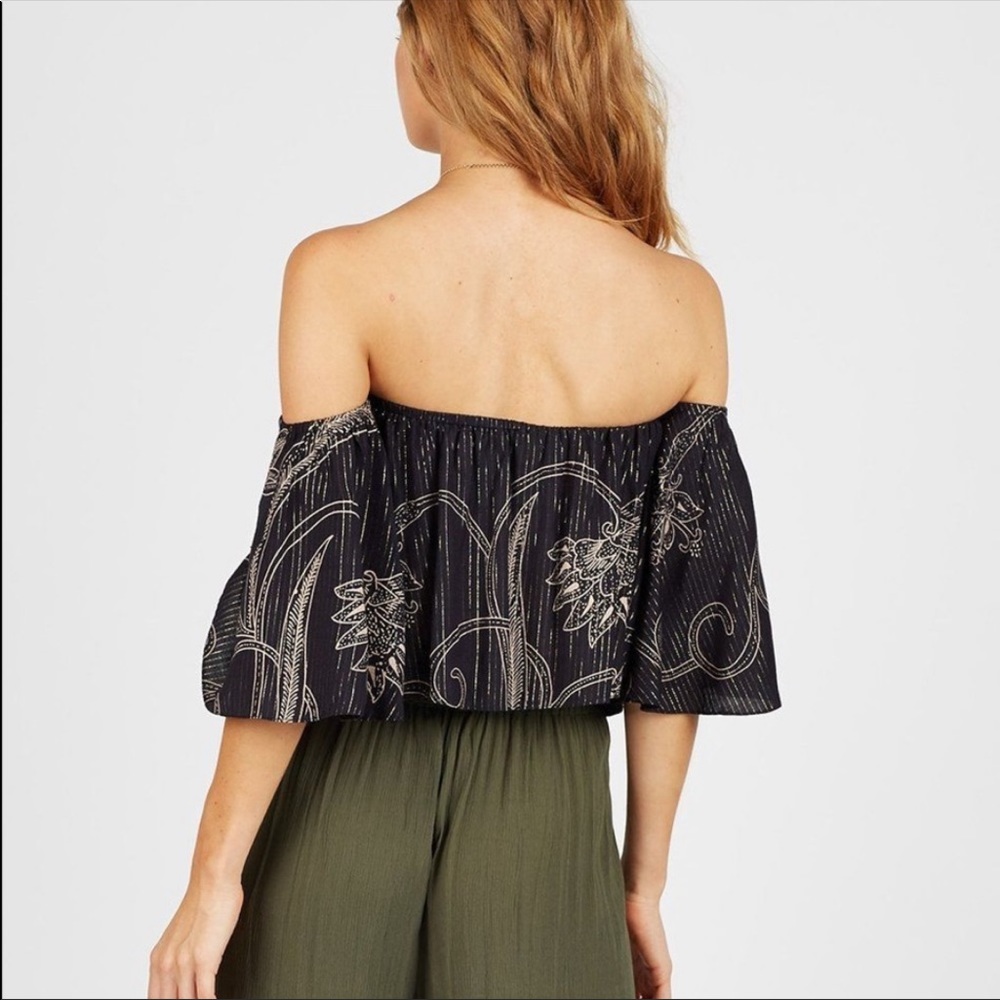 Cleobella Tan Gold Off Shoulder Ruffle Crop Top - Picture 8 of 8